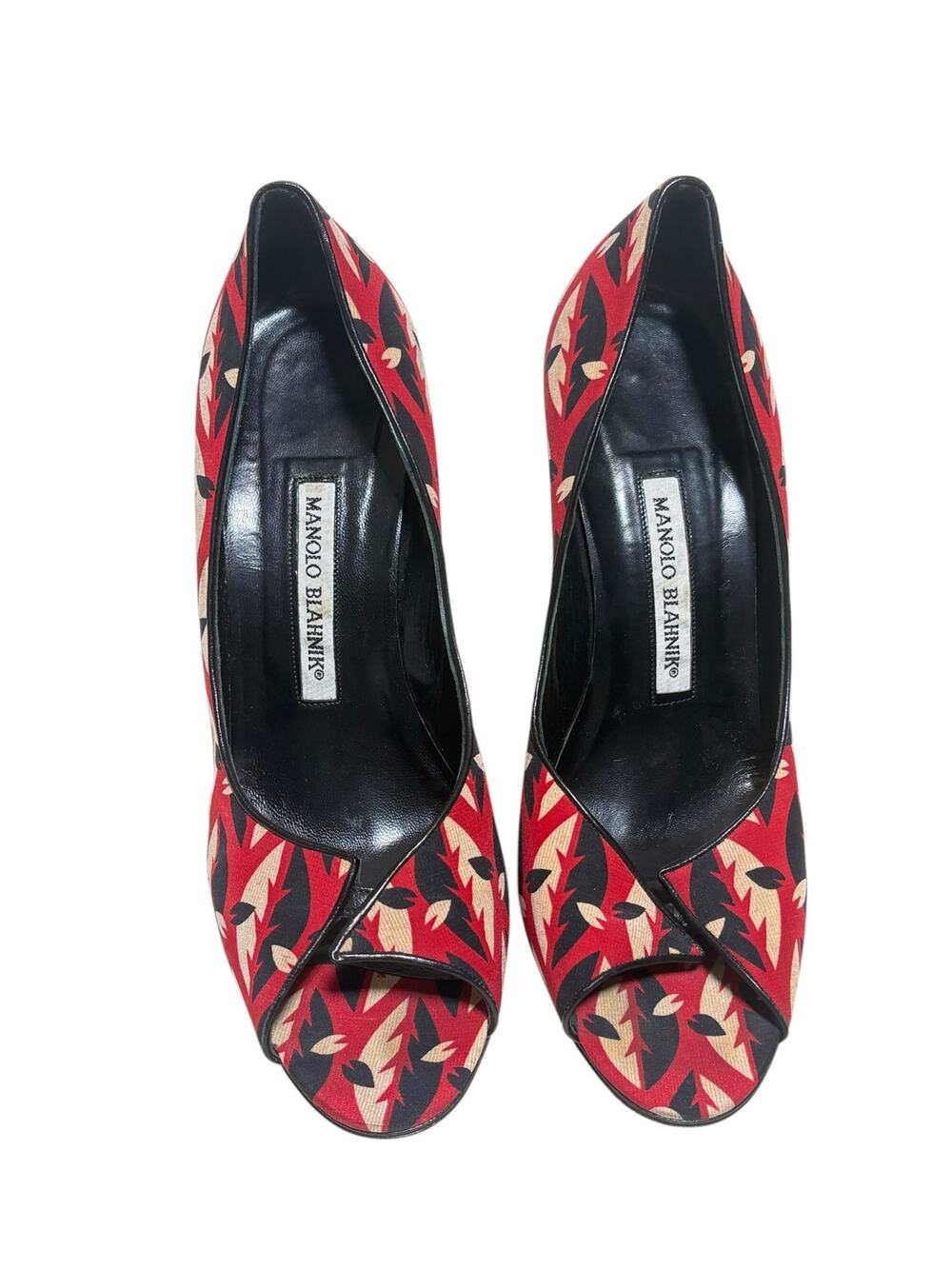 Manolo Blahnik Multicolor Fabric Peep Toe Pumps 38.5 8.5